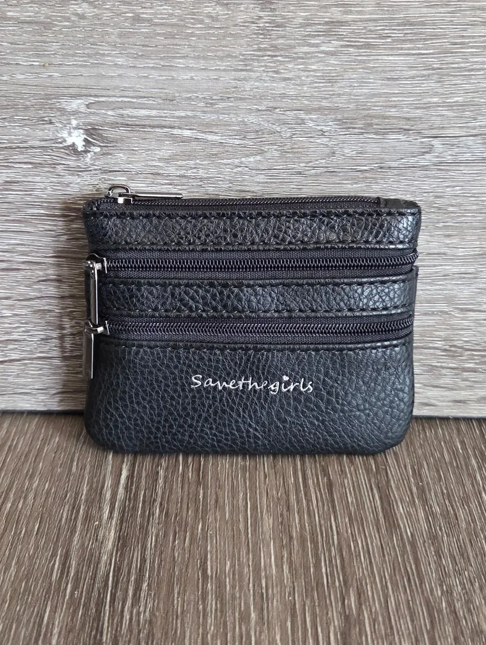 Black Vegan Zippered Pouch